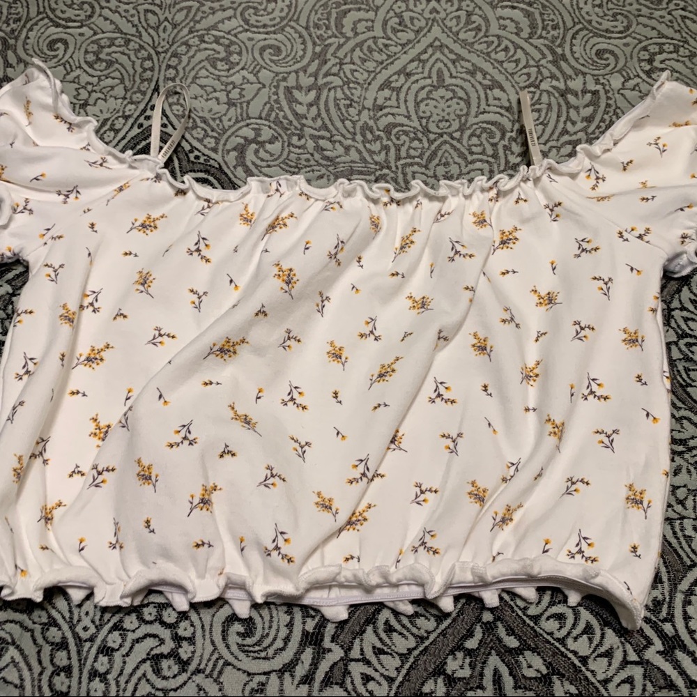 forever 21 off the shoulder floral crop top